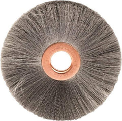 Weiler - 3" OD, 1/2" Arbor Hole, Crimped Steel Wheel Brush - 5/8" Face Width, 1" Trim Length, 0.003" Filament Diam, 20,000 RPM - All Tool & Supply