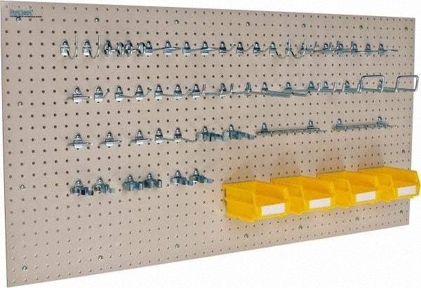 Triton - 48" Wide x 24" High Storage Peg Board, Hooks & Spacers - 2 Panels, 44 Hooks, Polypropylene Board, Steel Hooks, White - All Tool & Supply