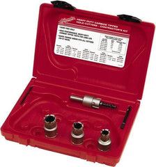 Milwaukee Tool - 5 Piece, 11/16" to 15/16" Saw Diam, Contractor's Hole Saw Kit - Carbide-Tipped, Gulleted Edge, Pilot Drill Model No. 49-57-0035, 49-57-0038, Includes 3 Hole Saws - All Tool & Supply