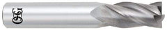 OSG - 9/16", 1-1/8" LOC, 9/16" Shank Diam, 3-1/2" OAL, 4 Flute, Solid Carbide Square End Mill - Single End, Uncoated, Spiral Flute, 30° Helix, Centercutting, Right Hand Cut, Right Hand Flute, Series 454 - All Tool & Supply