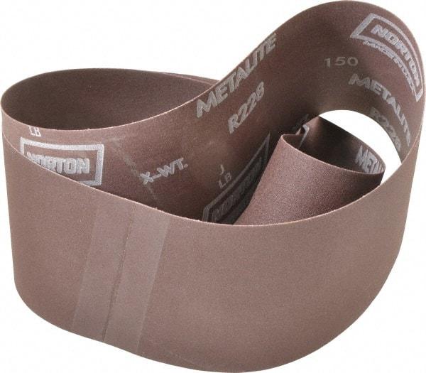 Norton - 4" Wide x 54" OAL, 150 Grit, Aluminum Oxide Abrasive Belt - Aluminum Oxide, Very Fine, Coated, Series R228 - All Tool & Supply