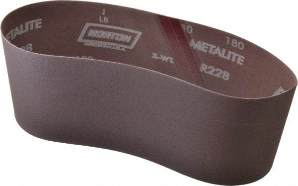 Norton - 4" Wide x 24" OAL, 180 Grit, Aluminum Oxide Abrasive Belt - Aluminum Oxide, Very Fine, Coated, Series R228 - All Tool & Supply