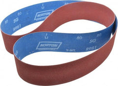 Norton - 2-1/2" Wide x 60" OAL, 80 Grit, Ceramic Abrasive Belt - Ceramic, Medium, Coated, Y Weighted Cloth Backing, Series R981 - All Tool & Supply