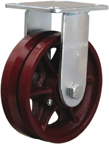 Hamilton - 6" Diam x 2" Wide, Iron Rigid Caster - 900 Lb Capacity, Top Plate Mount, 4" x 4-1/2" Plate, Straight Roller Bearing - All Tool & Supply