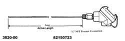 Thermo Electric - -148 to 900°F, 100 OMS Industrial RTD, Thermocouple Probe - 1/2 Inch Hex Mount, 4 Inch Probe Sheath Length, 10 Sec Response Time - All Tool & Supply