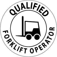 NMC - Qualified Forklift Operator, Hard Hat Label - Black on White, 2" Thick, For Certified Operator - All Tool & Supply