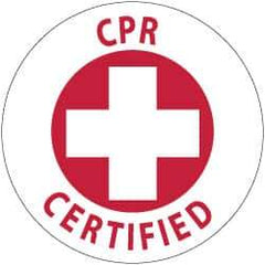 NMC - CPR Certified, Hard Hat Label - Red on White, 2" Thick, For Accident Prevention - All Tool & Supply