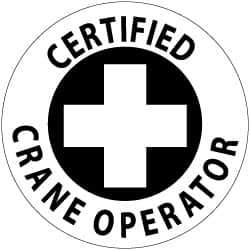 NMC - Certified Crane Operator, Hard Hat Label - Black on White, 2" Thick, For Certified Operator - All Tool & Supply