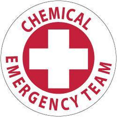 NMC - Chemical Emergency Team, Hard Hat Label - Red on White, 2" Thick, For Certified Operator - All Tool & Supply