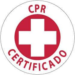 NMC - CPR Certificado, Hard Hat Label - Red on White, 2" Thick, For Accident Prevention - All Tool & Supply