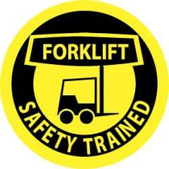 NMC - Forklift Safety Trained, Hard Hat Label - Black on Yellow, 2" Thick, For Accident Prevention - All Tool & Supply