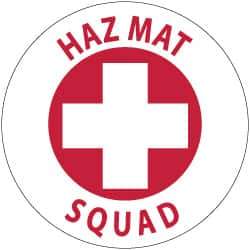 NMC - Haz Mat Squad, Hard Hat Label - Red on White, 2" Thick, For Accident Prevention - All Tool & Supply