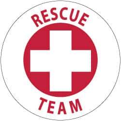 NMC - Rescue Team, Hard Hat Label - Red on White, 2" Thick, For Accident Prevention - All Tool & Supply