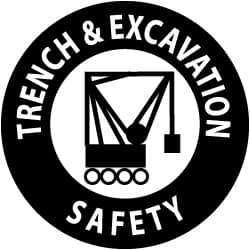 NMC - Trench & Excavation Safety, Hard Hat Label - Black on White, 2" Thick, For Accident Prevention - All Tool & Supply