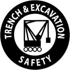 NMC - Trench & Excavation Safety, Hard Hat Label - Black on White, 2" Thick, For Accident Prevention - All Tool & Supply