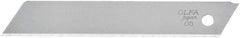 Olfa - 10 Piece Steel Utility Knife Blade - 100mm OAL, 3-15/16" Blade Length, 0.02" Blade Thickness - All Tool & Supply