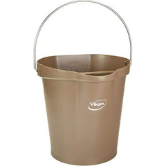 Vikan - 3 Gal, 12-1/2" High, Polypropylene Round Brown Single Pail with Pour Spout - Handle Included, 12.81" Top Diam - All Tool & Supply