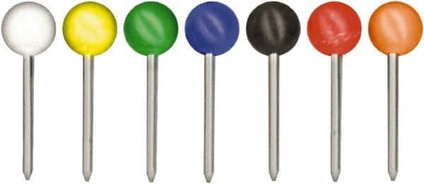 GEM - Black, Blue, Green, Orange, Red, White & Yellow Push Pins - Use with Walls, Map - All Tool & Supply