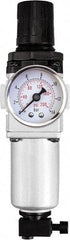 PRO-SOURCE - 1" NPT Port Heavy Duty 1 Piece Filter/Regulator FRL Unit - Aluminum Bowl, 193 SCFM, 215 Max psi, 14.6" High, Manual Drain - All Tool & Supply