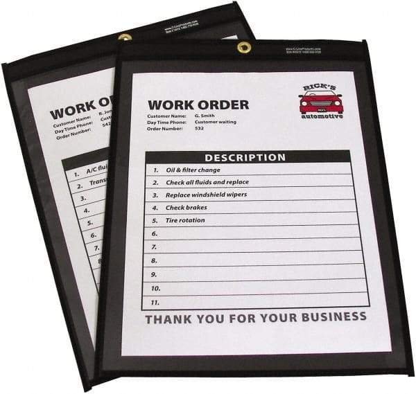 C-LINE - 25 Piece Clear Stitched Shop Ticket Holder - 11" High x 8-1/2" Wide - All Tool & Supply