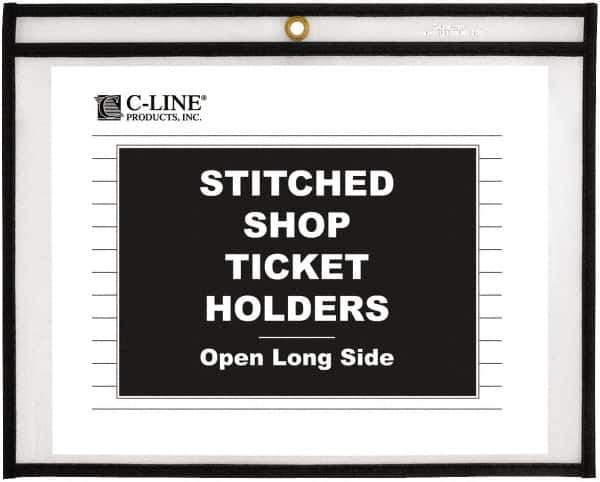 C-LINE - 25 Piece Clear Stitched Shop Ticket Holder-Open Long Side - 11" High x 8-1/2" Wide - All Tool & Supply