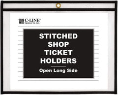 C-LINE - 25 Piece Clear Stitched Shop Ticket Holder-Open Long Side - 12" High x 9" Wide - All Tool & Supply