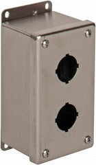 nVent Hoffman - 2 Hole, 1.2 Inch Hole Diameter, Stainless Steel Pushbutton Switch Enclosure - 6-3/4 Inch High x 3.47 Inch Wide x 2-3/4 Inch Deep, 12, 13, 4X NEMA Rated - All Tool & Supply