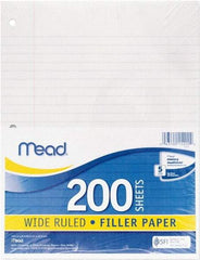 Mead - 200 Sheet, 10-1/2 x 8", Wide Ruled Filler Paper - White - All Tool & Supply