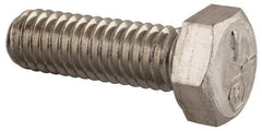 Made in USA - 5/16-18 UNC, 1" Length Under Head Hex Head Cap Screw - Grade 18-8 Stainless Steel, Uncoated, 1/2" Hex - All Tool & Supply