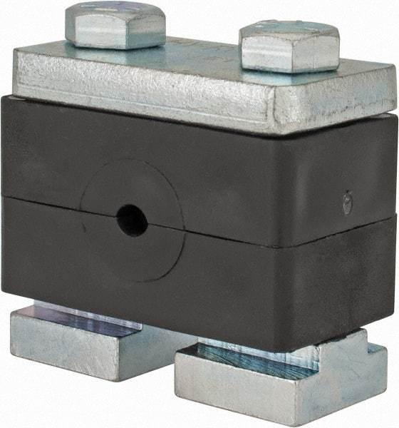 HYDAC - 2.87" Wide x 1.89" High x 1.18" Deep, Polypropylene Heavy Duty C-Rail Mount Vibration-Control Clamp - Carbon Steel Plate, Mount with C-Rail Nuts, Top plates, Clamp Pairs, and Bolts - All Tool & Supply