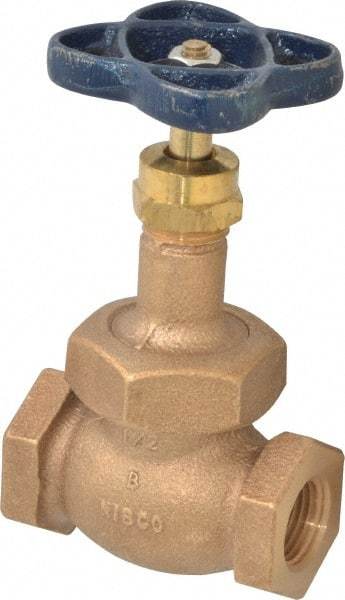 NIBCO - 1/2" Pipe, Threaded Ends, Bronze Integral Globe Valve - PTFE Disc, Screw-In Bonnet, 200 psi WOG, 125 psi WSP, Class 125 - All Tool & Supply