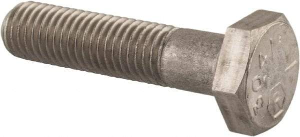 Made in USA - 1/4-28 UNF, 1-1/8" Length Under Head Hex Head Cap Screw - Grade 18-8 Stainless Steel, Uncoated, 7/16" Hex - All Tool & Supply