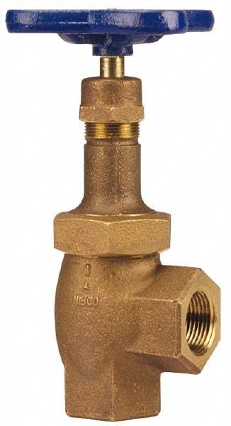 NIBCO - 1-1/2" Pipe, Class 300, Threaded Bronze Replaceable Angle Gate Valve - 600 WOG, 300 WSP, Union Bonnet - All Tool & Supply