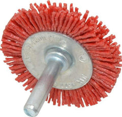 Value Collection - 2" OD, 1/4" Shank Diam, Crimped Nylon Wheel Brush - 1/4" Face Width, 5/16" Trim Length, 4,500 RPM - All Tool & Supply