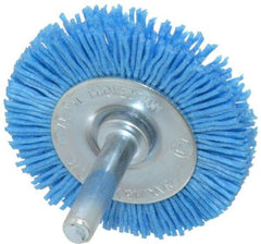 Value Collection - 2" OD, 1/4" Shank Diam, Crimped Nylon Wheel Brush - 1/4" Face Width, 5/16" Trim Length, 4,500 RPM - All Tool & Supply