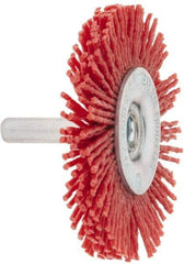 Value Collection - 2-3/8" OD, 1/4" Shank Diam, Crimped Nylon Wheel Brush - 1/4" Face Width, 5/16" Trim Length, 4,500 RPM - All Tool & Supply