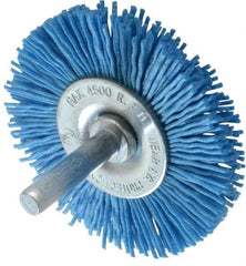 Value Collection - 2-3/8" OD, 1/4" Shank Diam, Crimped Nylon Wheel Brush - 1/4" Face Width, 5/16" Trim Length, 4,500 RPM - All Tool & Supply