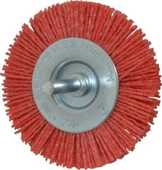 Value Collection - 3" OD, 1/4" Shank Diam, Crimped Nylon Wheel Brush - 1/4" Face Width, 5/16" Trim Length, 4,500 RPM - All Tool & Supply