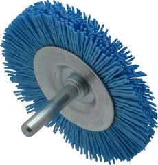 Value Collection - 3" OD, 1/4" Shank Diam, Crimped Nylon Wheel Brush - 1/4" Face Width, 5/16" Trim Length, 4,500 RPM - All Tool & Supply