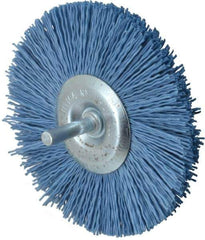 Value Collection - 4" OD, 1/4" Shank Diam, Crimped Nylon Wheel Brush - 1/4" Face Width, 5/16" Trim Length, 4,500 RPM - All Tool & Supply