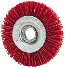 Value Collection - 3" OD, 1/2" Shank Diam, 1/2" Arbor Hole, Crimped Nylon Wheel Brush - 3/8" Face Width, 5/16" Trim Length, 4,500 RPM - All Tool & Supply