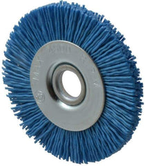 Value Collection - 3" OD, 1/2" Shank Diam, 1/2" Arbor Hole, Crimped Nylon Wheel Brush - 3/8" Face Width, 5/16" Trim Length, 4,500 RPM - All Tool & Supply