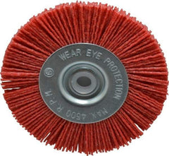 Value Collection - 4" OD, 1/2" Shank Diam, 1/2" Arbor Hole, Crimped Nylon Wheel Brush - 1/2" Face Width, 5/16" Trim Length, 4,500 RPM - All Tool & Supply