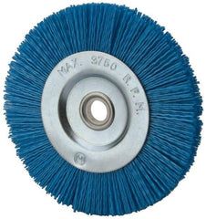 Value Collection - 5" OD, 5/8" Shank Diam, 5/8" Arbor Hole, Crimped Nylon Wheel Brush - 5/16" Face Width, 5/16" Trim Length, 3,750 RPM - All Tool & Supply