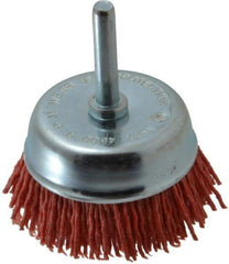 Value Collection - 2" Diam, 1/4" Hole Size Straight Wire Nylon Cup Brush - Coarse Grade, 4,500 Max RPM - All Tool & Supply