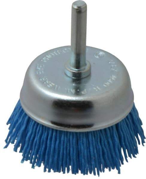 Value Collection - 2" Diam, 1/4" Hole Size Straight Wire Nylon Cup Brush - Fine Grade, 4,500 Max RPM - All Tool & Supply