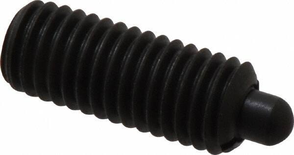 Jergens - 1/2-13, 1-1/4" Thread Length, 1/4" Plunger Projection, Steel Threaded Spring Plunger - 1/4" Max Plunger Diam, 1-1/4" Plunger Length, 6.6 Lb Init End Force, 17.4 Lb Final End Force, 1/4" Hex - All Tool & Supply