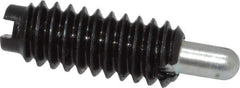 Jergens - 1/4-20, 5/8" Thread Length, 3/16" Plunger Projection, Steel Threaded Spring Plunger - 0.119" Max Plunger Diam, 5/8" Plunger Length, 0.3 Lb Init End Force, 3.5 Lb Final End Force - All Tool & Supply