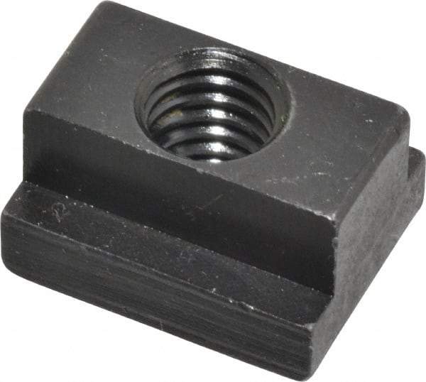 Jergens - 3/8-16 Blind Tapped T Slot Nut - 7/16" Slot Width, 11/16 x 7/32" Base Width x Height, 7/8 x 1/2" OAL x Height - All Tool & Supply