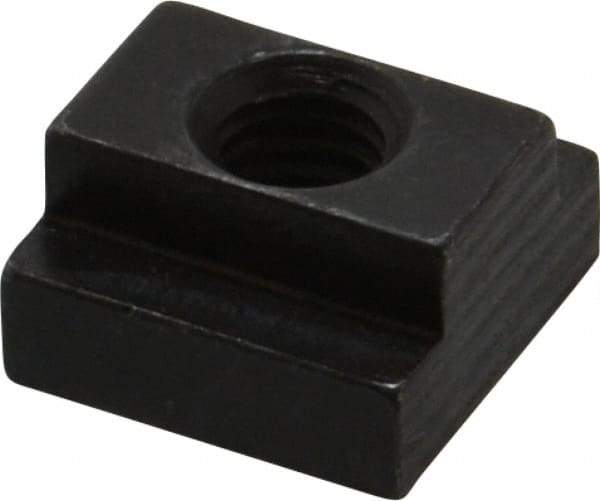 Jergens - 3/8-16 Blind Tapped T Slot Nut - 1/2" Slot Width, 7/8 x 9/32" Base Width x Height, 7/8 x 1/2" OAL x Height - All Tool & Supply